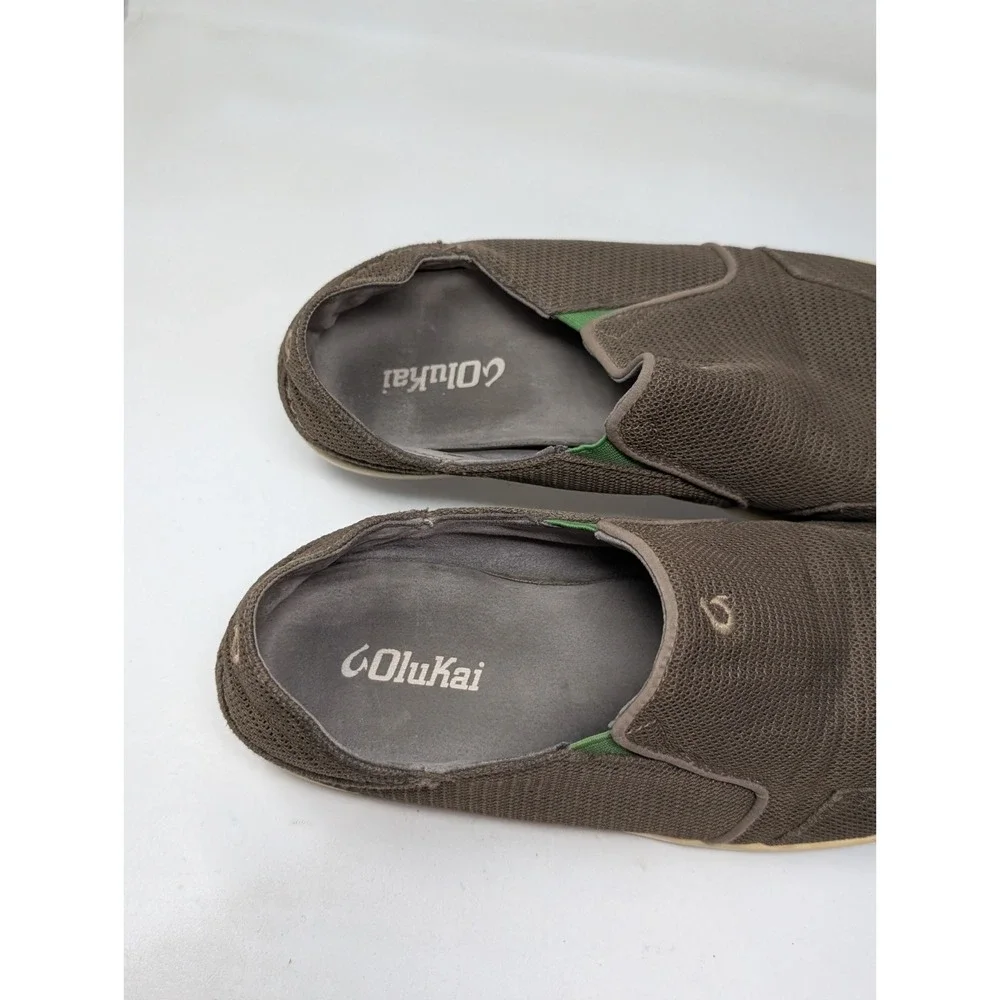 Olukai‎ Nohea Mesh Men's Size 8.5 Shoes Brown Mustang Lime Peel 10188-13AP